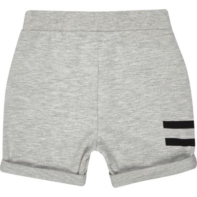 Mini boys grey jersey printed shorts